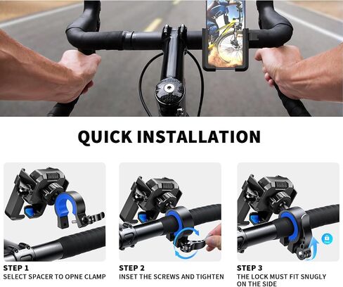 Anti-Vibration Motorcycle Phone Mount & Bike Phone Holder - Durable Phone Holder for Bike and Motorcycle, Bicycle Phone Mount, Fits All Smartphones in Saudi Arabia