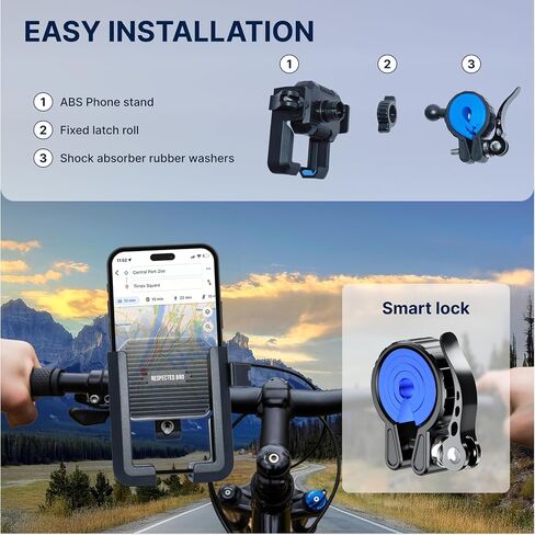 Anti-Vibration Motorcycle Phone Mount & Bike Phone Holder - Durable Phone Holder for Bike and Motorcycle, Bicycle Phone Mount, Fits All Smartphones in Saudi Arabia