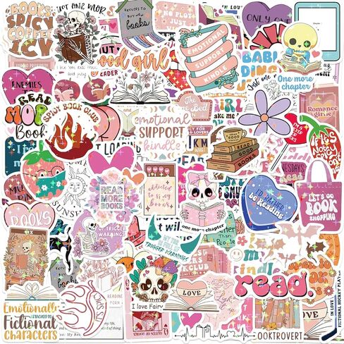 126 PCS kindle ملصقات ، ملصقات مكتوه مضحكة للقراء شارات فينيل حار لجهاز الكمبيوتر المحمول iPad ebook reader bottle bottle girls holographic romance in Kuwait