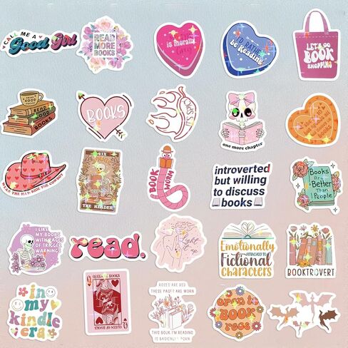 126 PCS kindle ملصقات ، ملصقات مكتوه مضحكة للقراء شارات فينيل حار لجهاز الكمبيوتر المحمول iPad ebook reader bottle bottle girls holographic romance in Kuwait