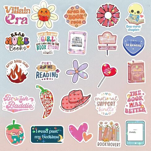 126 PCS kindle ملصقات ، ملصقات مكتوه مضحكة للقراء شارات فينيل حار لجهاز الكمبيوتر المحمول iPad ebook reader bottle bottle girls holographic romance in Kuwait
