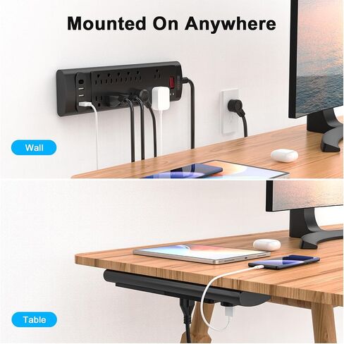 Power Strip, HITRENDS Surge Protector with 3 Outlets 4 USB Ports & 1 Type-C Port (5V/3A), Angled Flat Plug, 10ft Braided Extension Cord & ETL Listed Power Outlet for Cruise Ship Travel Home Office in Kuwait