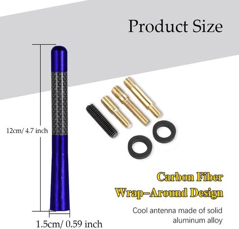 Jsorum 4.7 Inch Carbon Fiber Short Automotive Antenna, Short Carbon Fiber Radio Antenna, Carbon Fiber Antenna, Universal Car Antenna Replacement for Ford Focus, Black in Saudi Arabia