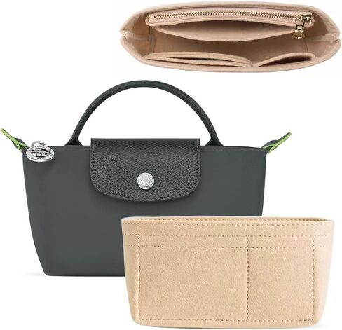 منظم أكياس من أجل Longchamp صغير حمل الأكياس الخجولة وتشطيب حقائب اليد الداخلية لبطانة الأكياس الداخلية إدراج منظم الحجم الصغير ، ومنظم المحفظة المحسوس على Longchamp Mini (1.97*6.5*3.15in) in Kuwait