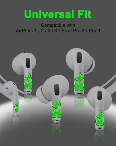 RockMax for AirPods 4 Skin, Glow-in-The-Dark Butterfly Stickers for AirPods 4th Gen, Compatible with AirPod 4 Case, Fun Gift for Boys and Girls, Easy to Install in Saudi Arabia