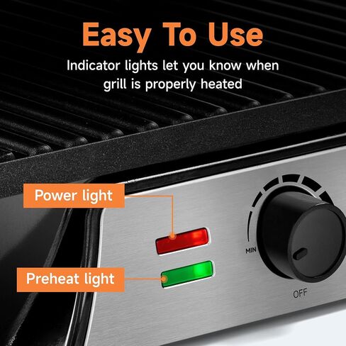 SUSTEAS Panini Press Sandwich Maker and Electric Indoor Grill with Temperature Time Setting, Easy Clean Nonstick Grids, Opens 180°/105° to Fit Any Type or Size of Food, 1400W, Black in Saudi Arabia