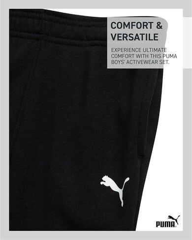 طقم سراويل للأولاد الصغار من PUMA - تي شيرت نشط 3 قطع، سويت شيرت بقلنسوة، بنطال رياضي - طقم ملابس رياضية للأولاد من الصوف (2T-4T) in Kuwait