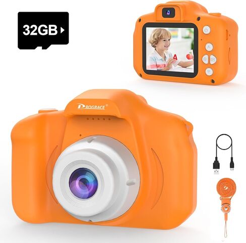 PROGRACE Kids Camera for Boys Girls - Dual Selfie Mini Children Camera Age 3 4 5 6 7 8 9 Year Old Kids Camcorder Birthday Gifts for Girls Boys Toy Camera for Kids Video Camera Recorder, Unicorn in Kuwait