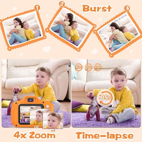 PROGRACE Kids Camera for Boys Girls - Dual Selfie Mini Children Camera Age 3 4 5 6 7 8 9 Year Old Kids Camcorder Birthday Gifts for Girls Boys Toy Camera for Kids Video Camera Recorder, Unicorn in Kuwait