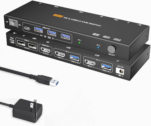 USB 3.0 Switch Selector 2 Computers Share 1 USB 3.0 Ports KVM Switcher USB for PC Laptop Keyboard Mouse Printer Scanner One Button Switch Adapter in Saudi Arabia