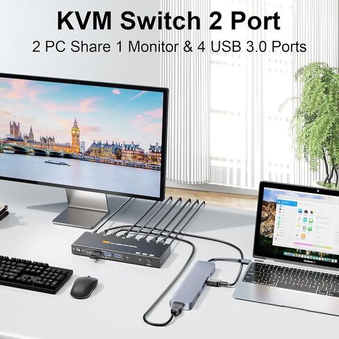 USB 3.0 Switch Selector 2 Computers Share 1 USB 3.0 Ports KVM Switcher USB for PC Laptop Keyboard Mouse Printer Scanner One Button Switch Adapter in Saudi Arabia