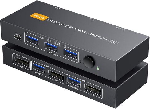 USB 3.0 Switch Selector 2 Computers Share 1 USB 3.0 Ports KVM Switcher USB for PC Laptop Keyboard Mouse Printer Scanner One Button Switch Adapter in Saudi Arabia