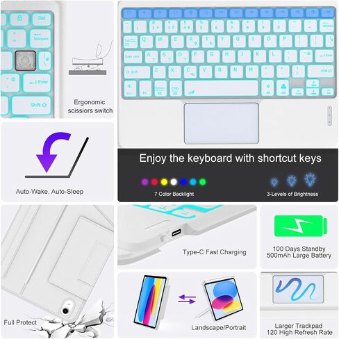 OYOSUOGG Keyboard Case for iPad Air 11-inch M2/ Air 5th/ 4th Generation, Detachable Bluetooth Keyboard with Pencil Holder 10.9 inch, Folio Smart Case for iPad Air 11 2024 / Pro 11 4th/3rd/2nd/1st Gen in Saudi Arabia