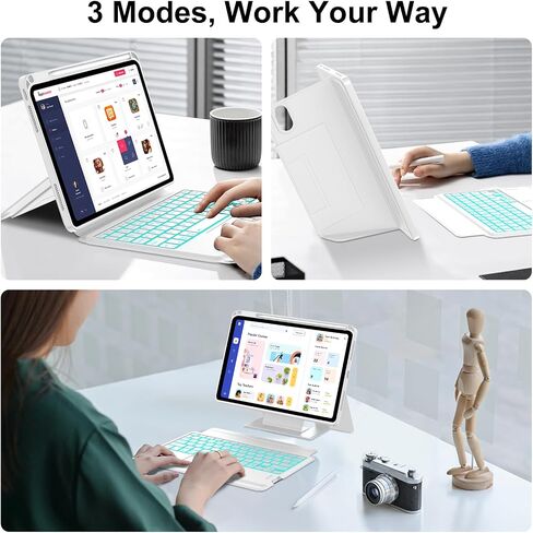 OYOSUOGG Keyboard Case for iPad Air 11-inch M2/ Air 5th/ 4th Generation, Detachable Bluetooth Keyboard with Pencil Holder 10.9 inch, Folio Smart Case for iPad Air 11 2024 / Pro 11 4th/3rd/2nd/1st Gen in Saudi Arabia