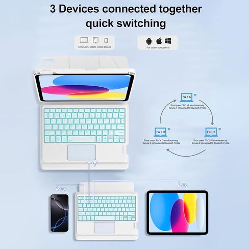 OYOSUOGG Keyboard Case for iPad Air 11-inch M2/ Air 5th/ 4th Generation, Detachable Bluetooth Keyboard with Pencil Holder 10.9 inch, Folio Smart Case for iPad Air 11 2024 / Pro 11 4th/3rd/2nd/1st Gen in Saudi Arabia