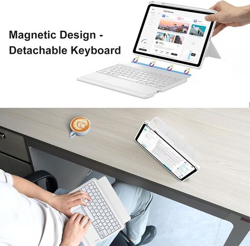 OYOSUOGG Keyboard Case for iPad Air 11-inch M2/ Air 5th/ 4th Generation, Detachable Bluetooth Keyboard with Pencil Holder 10.9 inch, Folio Smart Case for iPad Air 11 2024 / Pro 11 4th/3rd/2nd/1st Gen in Saudi Arabia