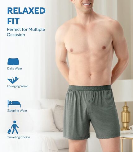 DAVID ARCHY Mens Boxer Shorts Cooling Breathable Loose Mens Boxers Moisture-Wicking Boxers for Men Pack in Saudi Arabia