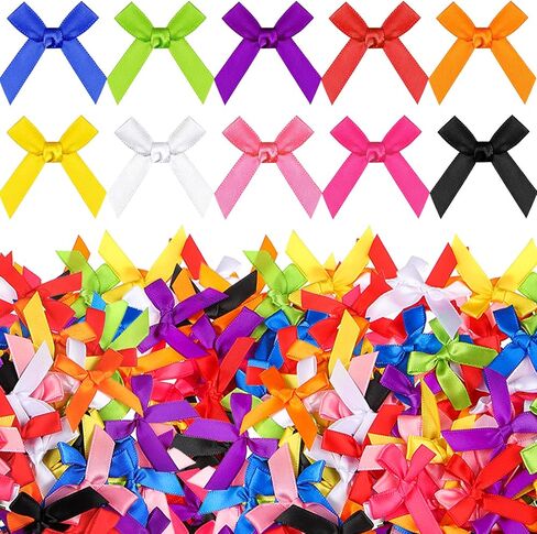 300 Pcs Christmas Halloween Mini Bows Small Ribbon Bows Bowknot Metallic Edge for Hand Account Sewing Appliques Crafts Decor ​Wedding Birthday Party Decoration (Vivid Colors,Pretty Style) in Saudi Arabia