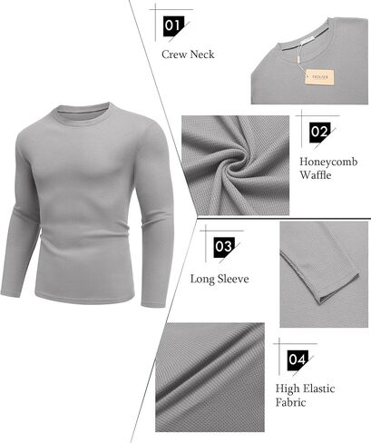 Ekouaer Men's Long Sleeve Shirts Honeycomb Waffle Pullover Sweater Crewneck Thermal Tops Lightweight Undershirts in Kuwait
