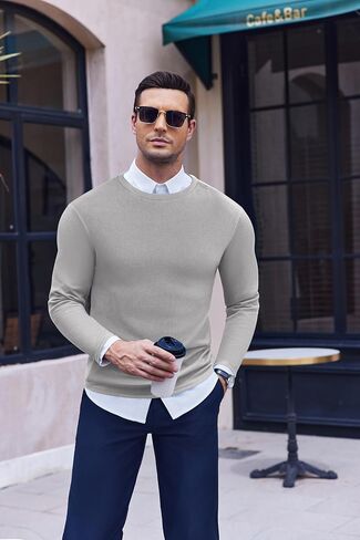 Ekouaer Men's Long Sleeve Shirts Honeycomb Waffle Pullover Sweater Crewneck Thermal Tops Lightweight Undershirts in Kuwait