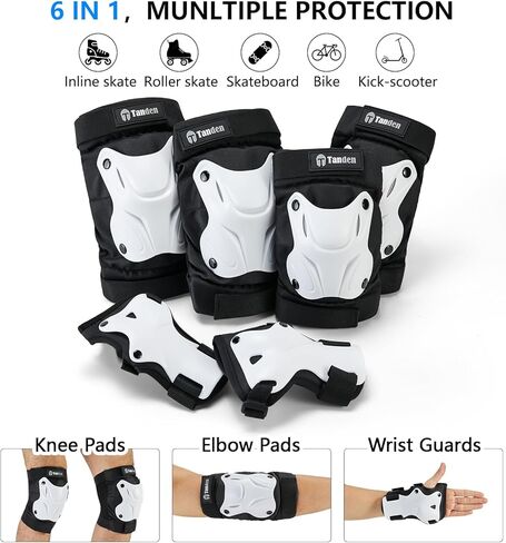 Skating Protective Gear Adult Knee and Elbow Pads Wrist Guards for Roller Skating Skateboarding, Skate Pads Adult Knee Pads for Men Women Black in Kuwait