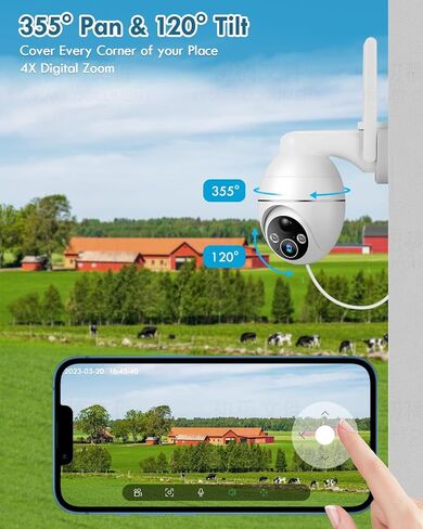 Security Cameras Wireless Outdoor Indoor, 2.4GHz WiFi Lightbulb Cameras for Home Security, 360°PTZ, Color Night Vision, Motion Detection, 2-Way Audio, Spotlight Audible Alarm in Saudi Arabia
