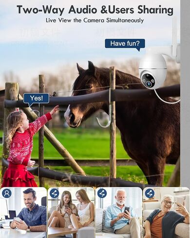 Security Cameras Wireless Outdoor Indoor, 2.4GHz WiFi Lightbulb Cameras for Home Security, 360°PTZ, Color Night Vision, Motion Detection, 2-Way Audio, Spotlight Audible Alarm in Saudi Arabia