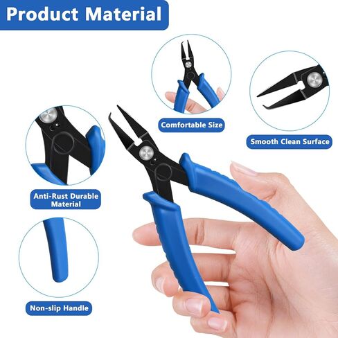 3 Pcs Jewelry Making Tools Pliers Kit, Includes Needle Nose/Round Nose Pliers/Diagonal, Wire Cutters for Jewelry Making Wire Wrapping Beading Crafts Matte Handle in Kuwait