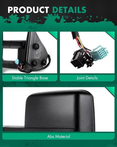 مرايا Scitoo Tow متوافقة مع 2007-2013 لـ Chevy Silverado ل GMC Sierra 1500 2500 3500 Pickup Truck المعدلة لا يتم تسخينها بدون إشارة إلى الإسكان الأسود مرايا القطر LH RH in Saudi Arabia