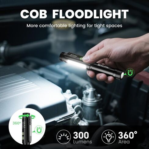 Pocket Flashlight, Rechargeable LED Magnetic Mini Flashlight, Waterproof Pocket with Clip, High Lumens with 8 Modes - Black in Saudi Arabia