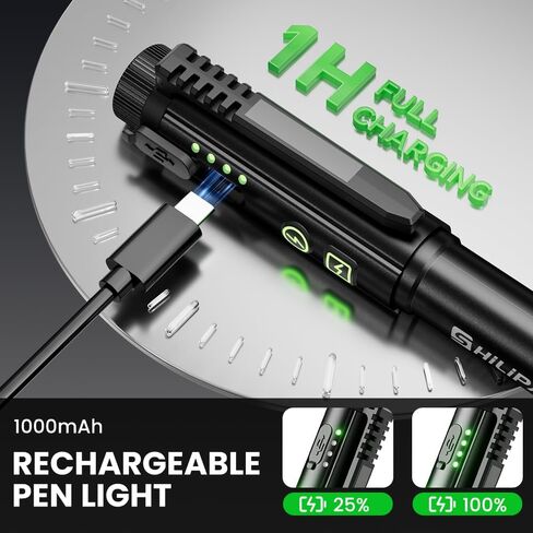 Pocket Flashlight, Rechargeable LED Magnetic Mini Flashlight, Waterproof Pocket with Clip, High Lumens with 8 Modes - Black in Saudi Arabia