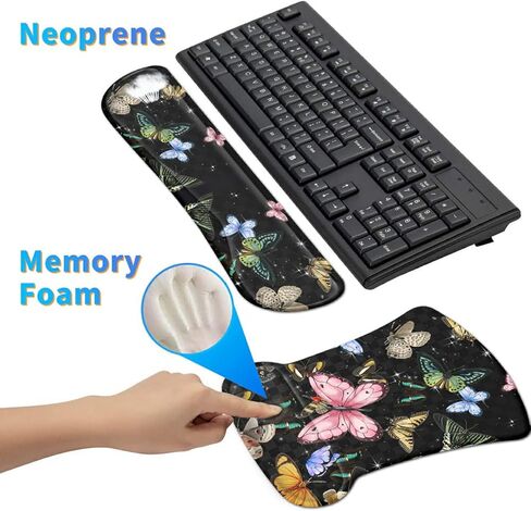 Ergonomic Mouse Pad with Wrist Support Gel Mouse Pads and Upgrade Keyboard Wrist Rest Pad Set, Coasters Non-Slip PU Base Mouse Mat for Office Gaming Computer Laptop Home, Hummingbird Flower in Saudi Arabia