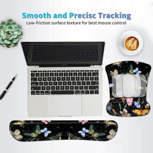 Ergonomic Mouse Pad with Wrist Support Gel Mouse Pads and Upgrade Keyboard Wrist Rest Pad Set, Coasters Non-Slip PU Base Mouse Mat for Office Gaming Computer Laptop Home, Hummingbird Flower in Saudi Arabia