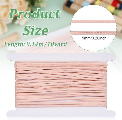 FINGERINSPIRE 10 Yards Satin Covered Upholstery Cord White 5mm Braided Decorative Rope Cord Satin Silk Thread Satin Polyester Cord for Jewelry Making Bracelet Necklaces Beading Thread in Saudi Arabia