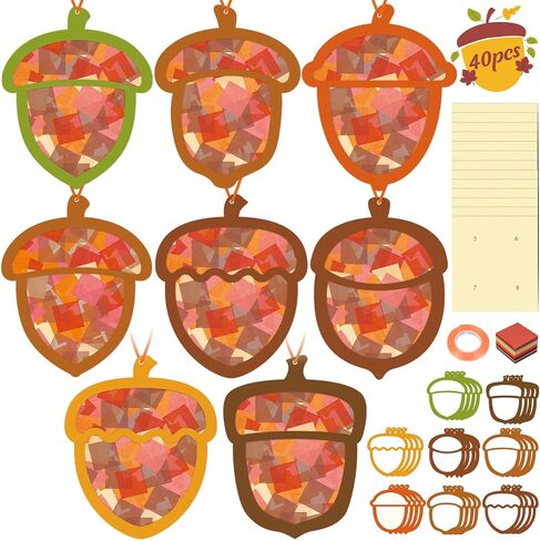 Renbuzhu 40PCS Back to School Apple Crafts Bulk: Tissue Paper Sign Suncatchers, First Day of Classroom Activities DIY Kit, Fall Decorations, Window Stained Glass Effect Art Supplies in Saudi Arabia