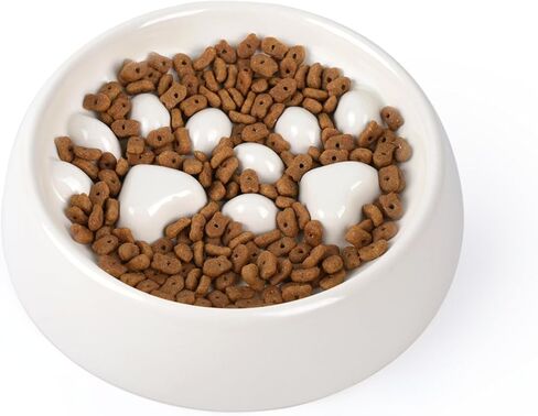 Dog Slow Feeder Bowl Ceramic, Non-Slip Slow Feeder Bowl for Small Medium Dogs & Cats, Puzzle Puppy Food Dish for Fast Eater in Kuwait