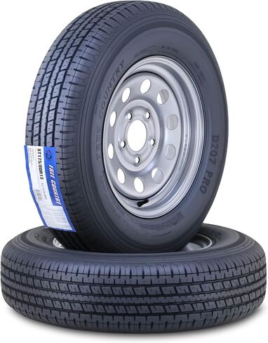 مجموعة عجلات إطار المقطورة ST175/80R13 8 طبقات D 97M 5 عروة على حافة PCD بيضاء مقاس 4.5 بوصة، مجموعة 2 in Saudi Arabia