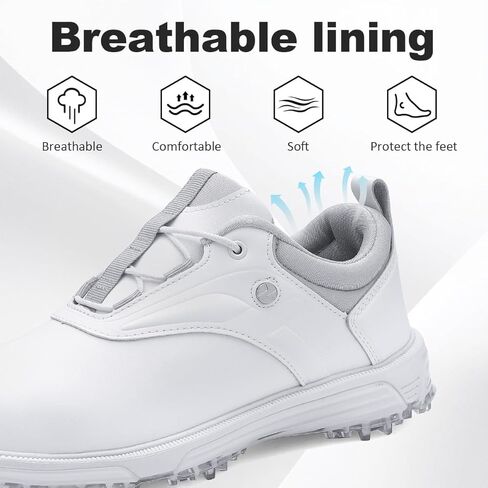 Ultiant Mens Golf Shoes مقاومة للماء ثابتة عديمة الفصائل حذاء رياضة في الهواء الطلق مريح بحجم 7.5-13 in Kuwait