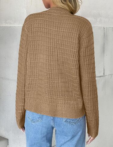 Zeagoo Women's 2024 Knit Cardigan Sweaters Long Sleeve Open Front Button Down Crew Neck Tweed Cropped Jackets in Saudi Arabia