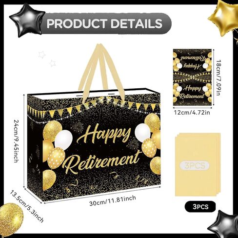 Blue Silver Retirement Gift Bag with Tissue Paper Set Large Happy Retirement Wrapping Gift Bag and Greeting Card for Men Women Office Coworker Farewell Going Away Party Favors Wrap Bags Supplies in Saudi Arabia