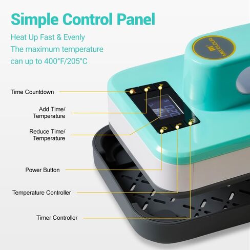 Mecolour Heat Mini Machine ، حديد حرارة صغيرة مع 3 إعدادات حرارة ، وتسخين بالتساوي للحرف اليدوية ، والقميص ، والأحذية ، والقبعات ، والوسائد ، والمزيد من مشاريع نقل التدفئة in Kuwait