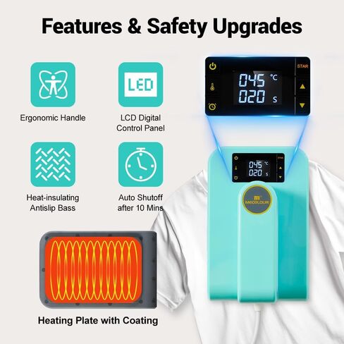 Mecolour Heat Mini Machine ، حديد حرارة صغيرة مع 3 إعدادات حرارة ، وتسخين بالتساوي للحرف اليدوية ، والقميص ، والأحذية ، والقبعات ، والوسائد ، والمزيد من مشاريع نقل التدفئة in Kuwait