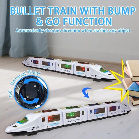 Otonopi Toy Train Train Electric Bullet Train Train Train Action Action Action Scoomotive Car عالي السرعة مع البرق ثلاثي الأبعاد وهدية الموسيقى للأطفال ، وتتغير وتغيير الاتجاهات على اتصال ، 20.5 '' in Kuwait