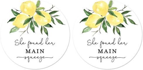 2" Round She Found Her Main Squeeze Lemon Bridal Shower Favor Stickers (40 Labels) in Kuwait
