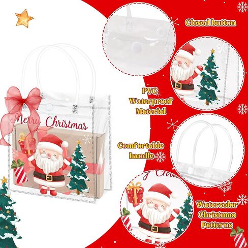 حقائب هدايا يوم H1Vojoxo في يوم المعلم - 24pcs تقدير هدية معلم حقائب واضحة مع Red Diy Ribbon 7.87x3.2x7.87 بوصة واضحة PVC حقيبة مع مقابض PVC القابلة لإعادة الاستخدام شكرا لك هدية غلاف حقيبة للمعلمين in Saudi Arabia