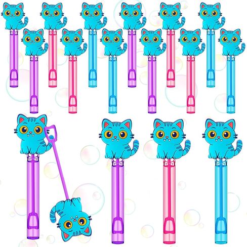 24 PCS Bow Mini Bubble Wands Cutty Kitty Party Favors Kawaii Pink Bow Bubbles Sticks Wands for Cartoon Cat Histten Formt Party Supplies ، حقيبة هدايا Goodie ، جوائز الفصل in Kuwait
