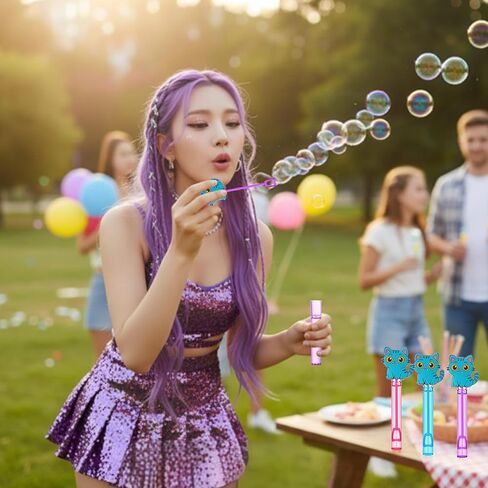 24 PCS Bow Mini Bubble Wands Cutty Kitty Party Favors Kawaii Pink Bow Bubbles Sticks Wands for Cartoon Cat Histten Formt Party Supplies ، حقيبة هدايا Goodie ، جوائز الفصل in Kuwait