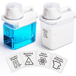 Laundry Detergent Dispenser-2 Pack, 37 oz Detergent Dispenser with 4 Removable Labels, Laundry Soap Dispenser for Laundry Room Organization and Storage, BPA Free & PET Plastic Clear in Saudi Arabia
