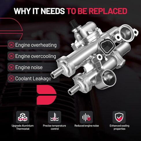 BDFHYK 902-3040 مجموعة مبيت ترموستات تبريد الألومنيوم المتوافقة مع 2014-2022 Ram 1500 Jeep 2021-2022 Gladiator 2014-2021 Grand Cherokee 2020-2022 Wrangler 3.0L استبدال 68253514AA in Saudi Arabia