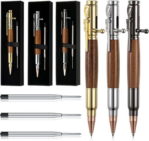Crtiin 3 مجموعات Bolt Bullet Pens for Men Bullet Pen لمحبي جامع مع صندوق الهدايا والحبر الأسود عبوات عيد الميلاد عيد الحب يوم الهدايا in Kuwait